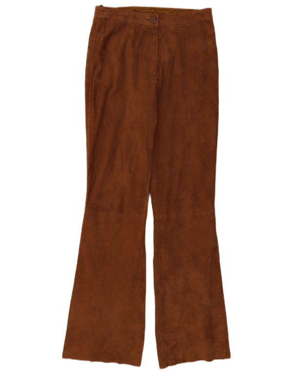 Alba Moda Dame Flare ruskindsbukser UK 10 Small W26 L32 Brunt læder