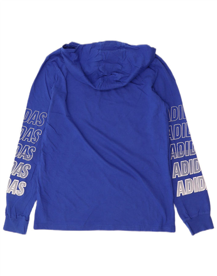 Adidas Drenge Hooded Grafisk Top Langærmet 14-15 År Large Blue Sports