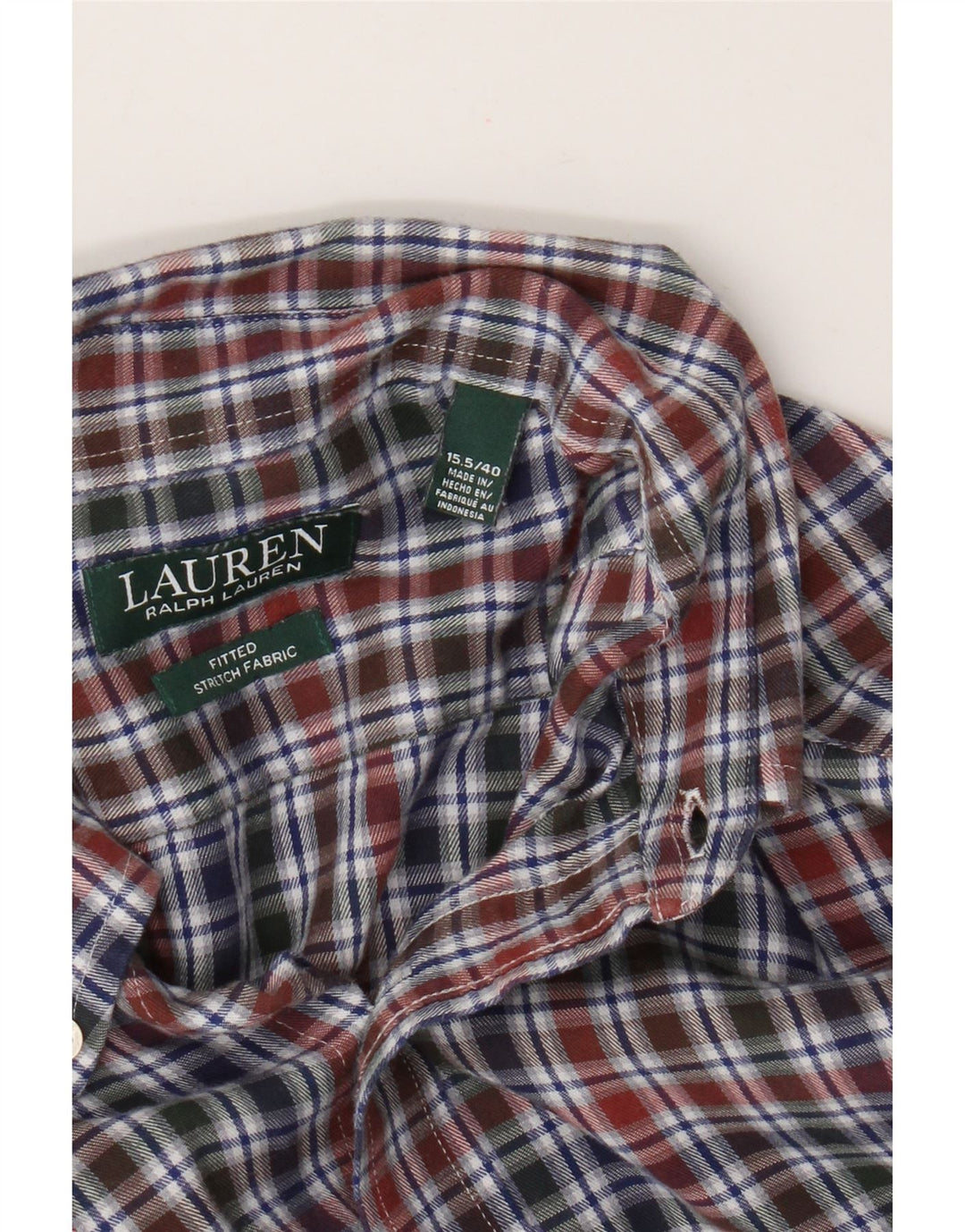 Ralph Lauren Herre Fitted Flanell Shirt Størrelse 40 15,5 Medium Flerfarvet