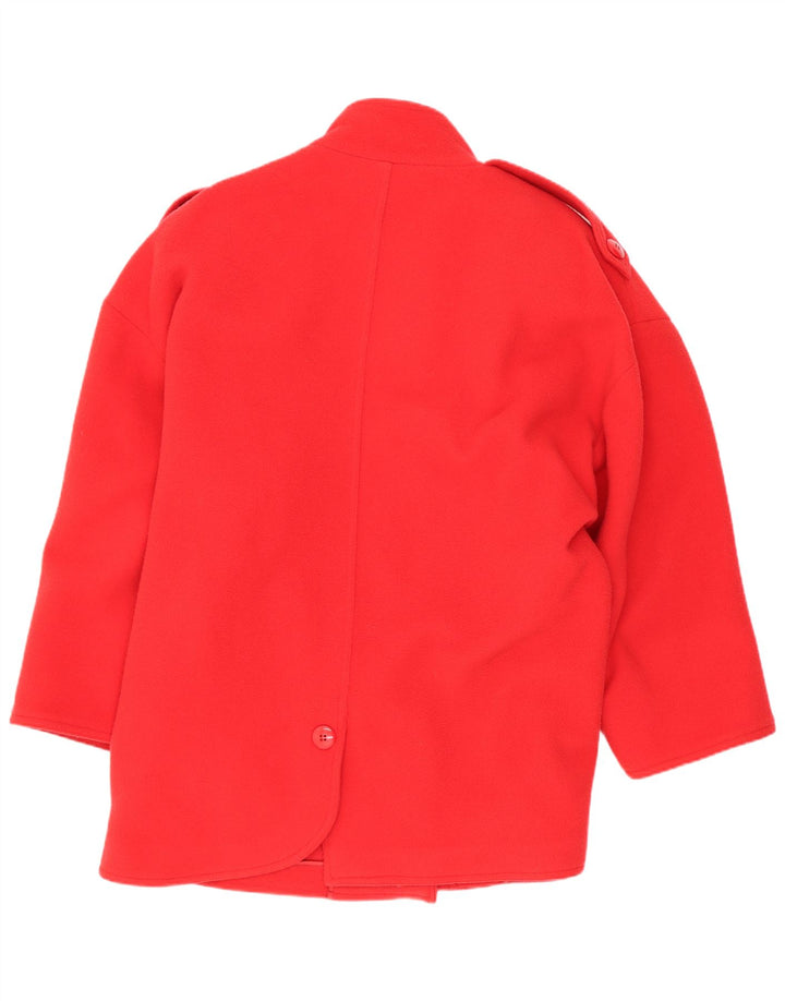 Marika Blu Dame Military Loose Fit Wrap Coat IT 42 Medium Red Designer