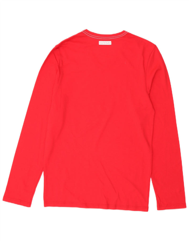 Calvin Klein Dame Top Langærmet UK 12 Medium Rød Bomuld