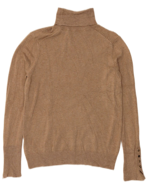 Zara Dame Roll Neck Jumper Sweater UK 12 Medium Beige Viscose