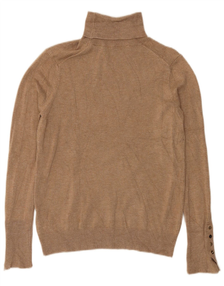 Zara Dame Roll Neck Jumper Sweater UK 12 Medium Beige Viscose
