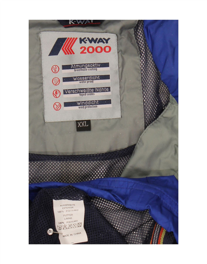 K-WAY Mens Hooded Windbreaker Jacket UK 44 2XL Grey Colourblock Polyamide Vintage K-Way and Second-Hand K-Way from Messina Hembry 