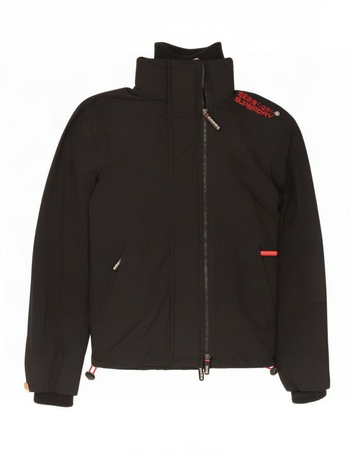 Superdry Herre The Windcheater Grafisk regnjakke UK 36 Lille sort nylon