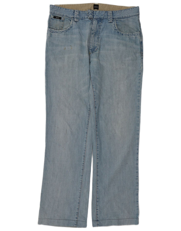Hugo Boss Herre Nevada Straight Jeans W35 L34 Blå Bomuld