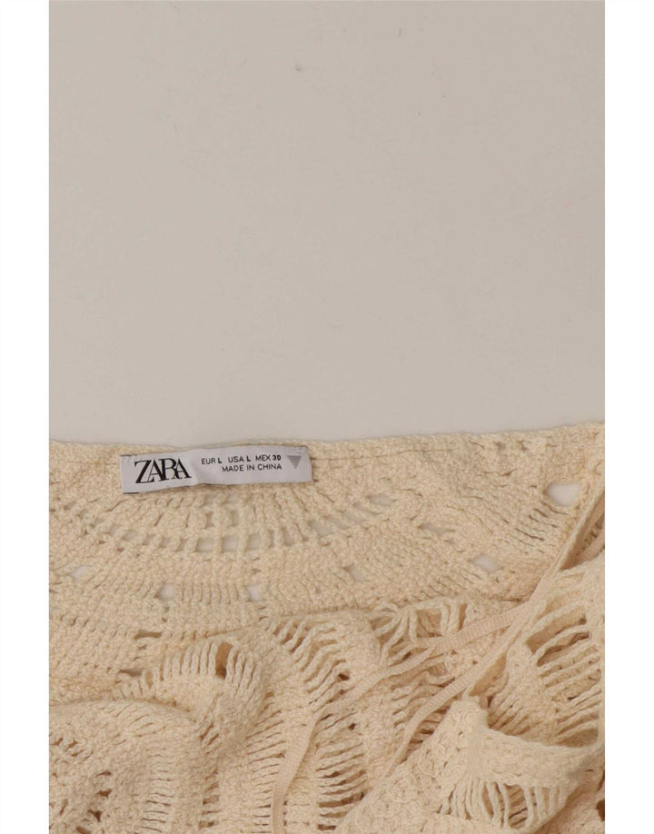 Zara Dame See Through Hæklet Cami Top UK 16 Large Off White
