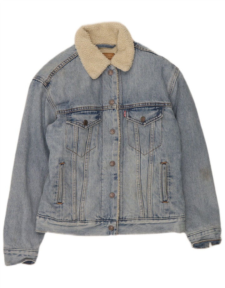 LEVI'S Womens Denim Sherpa Jacket UK 6 XS Blue