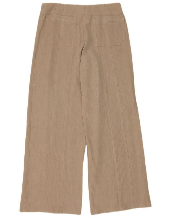 Vintage kvinders brede ben Casual Bukser IT 42 Medium W32 L32 Beige Ramie