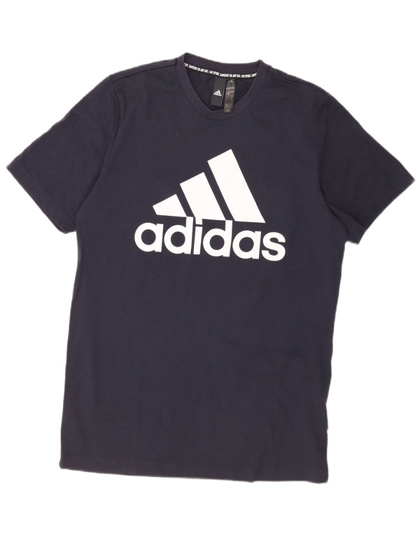 Adidas Mens Graphic T-Shirt Top Medium Navy Blue Cotton