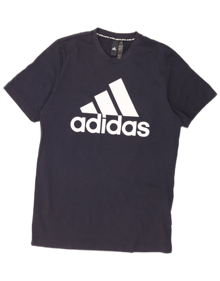 Adidas Herre grafisk T-shirt Top Medium Marineblå Bomuld