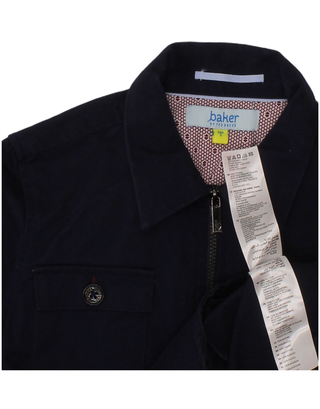 TED BAKER Drenge flannelskjorte 6-7 år marineblå bomuld