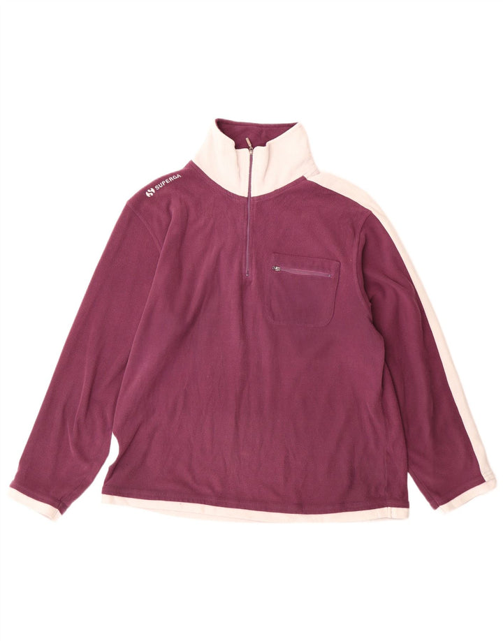 Superga Fleece Jumper med lynlås til mænd Medium Burgundy Colourblock