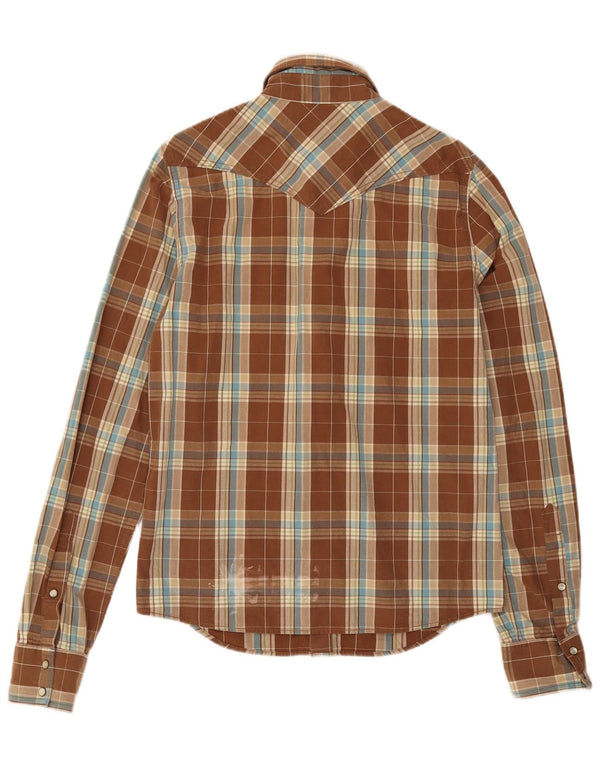 Hollister herreskjorte medium brun ternet bomuld