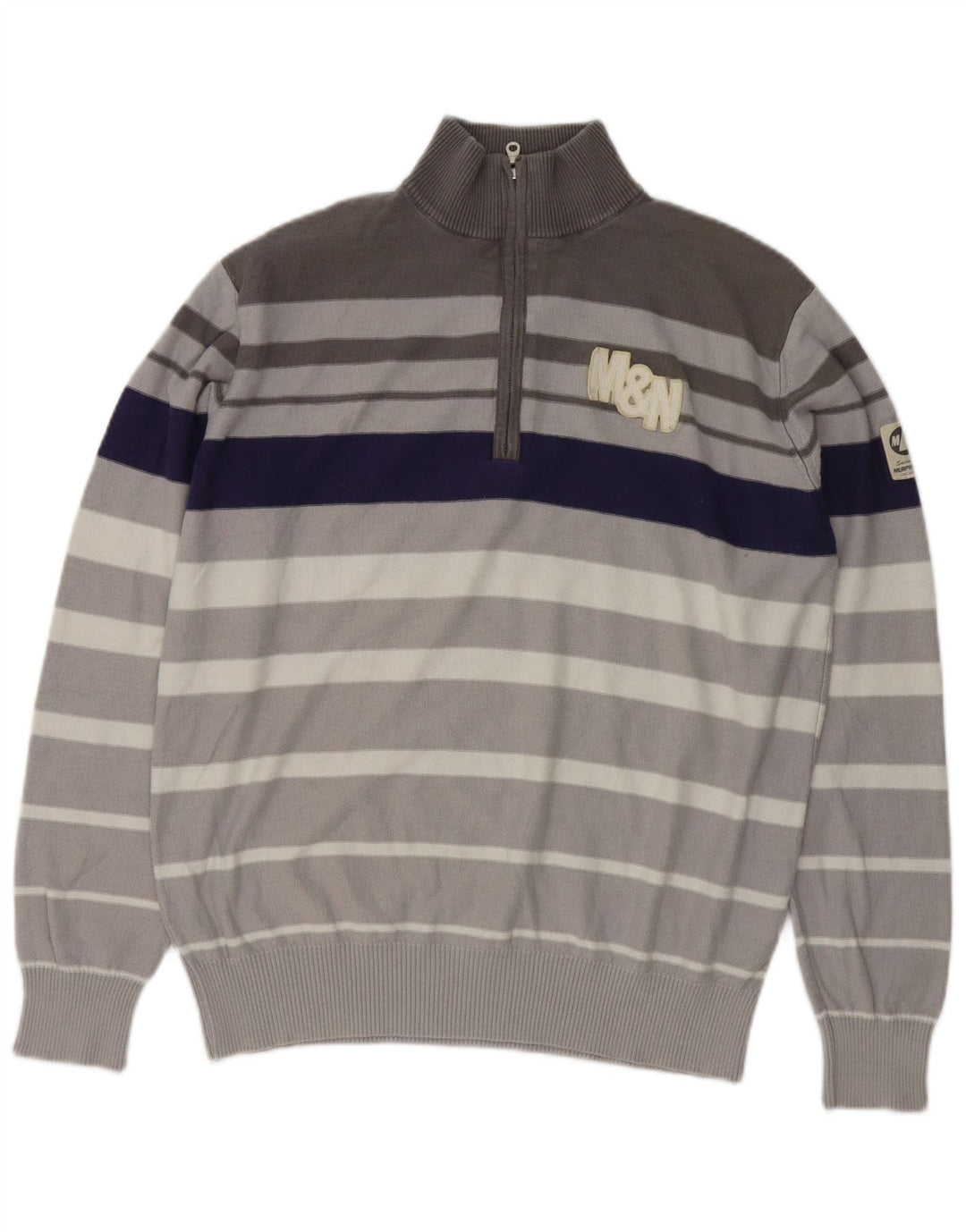 MURPHY & NYE Herre grafisk lynlås-hals sweater Stor grå farveblok