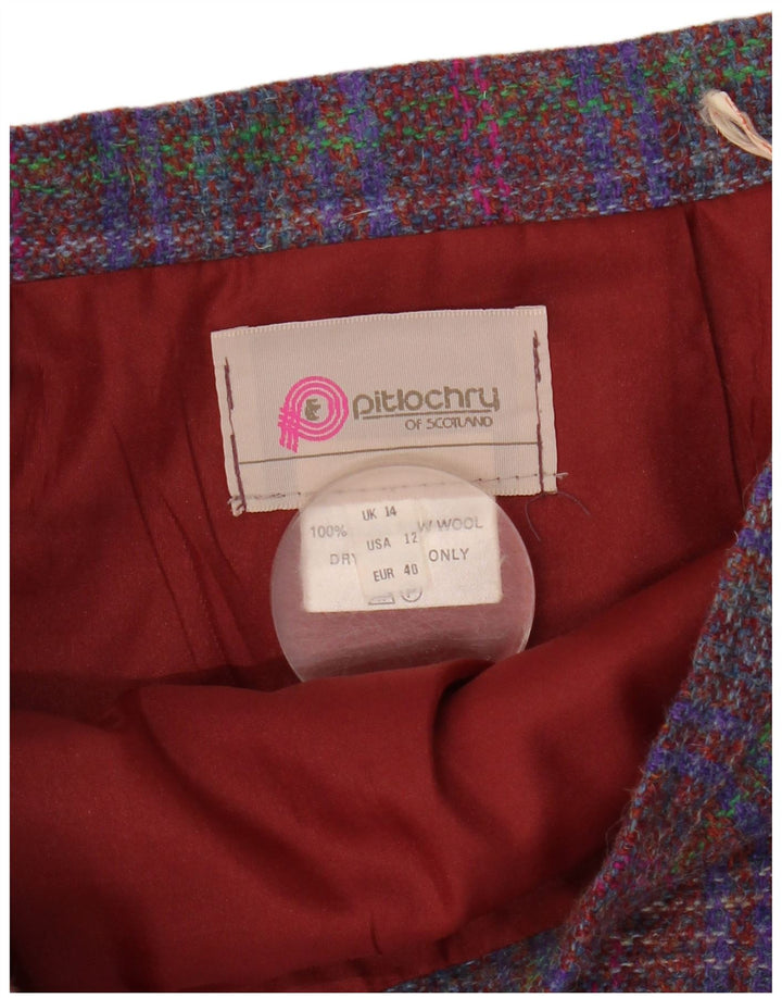 Pitlochry Midi-nederdel til kvinder UK 14 Medium W30 Flerfarvet ternet uld