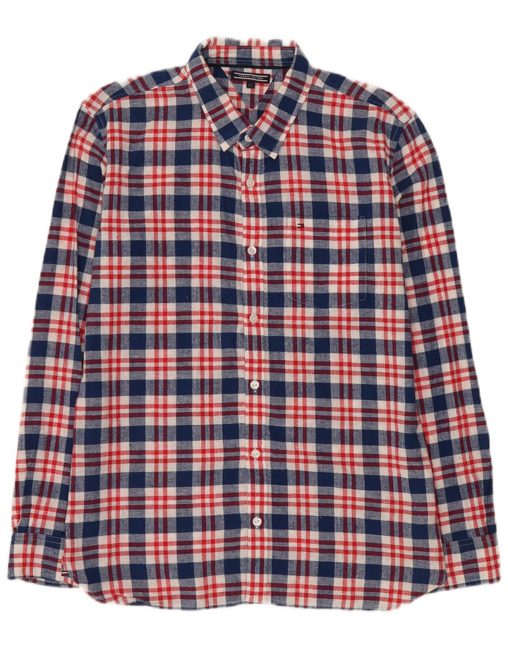 Tommy Hilfiger drengeskjorte 15-16 år blå ternet bomuld