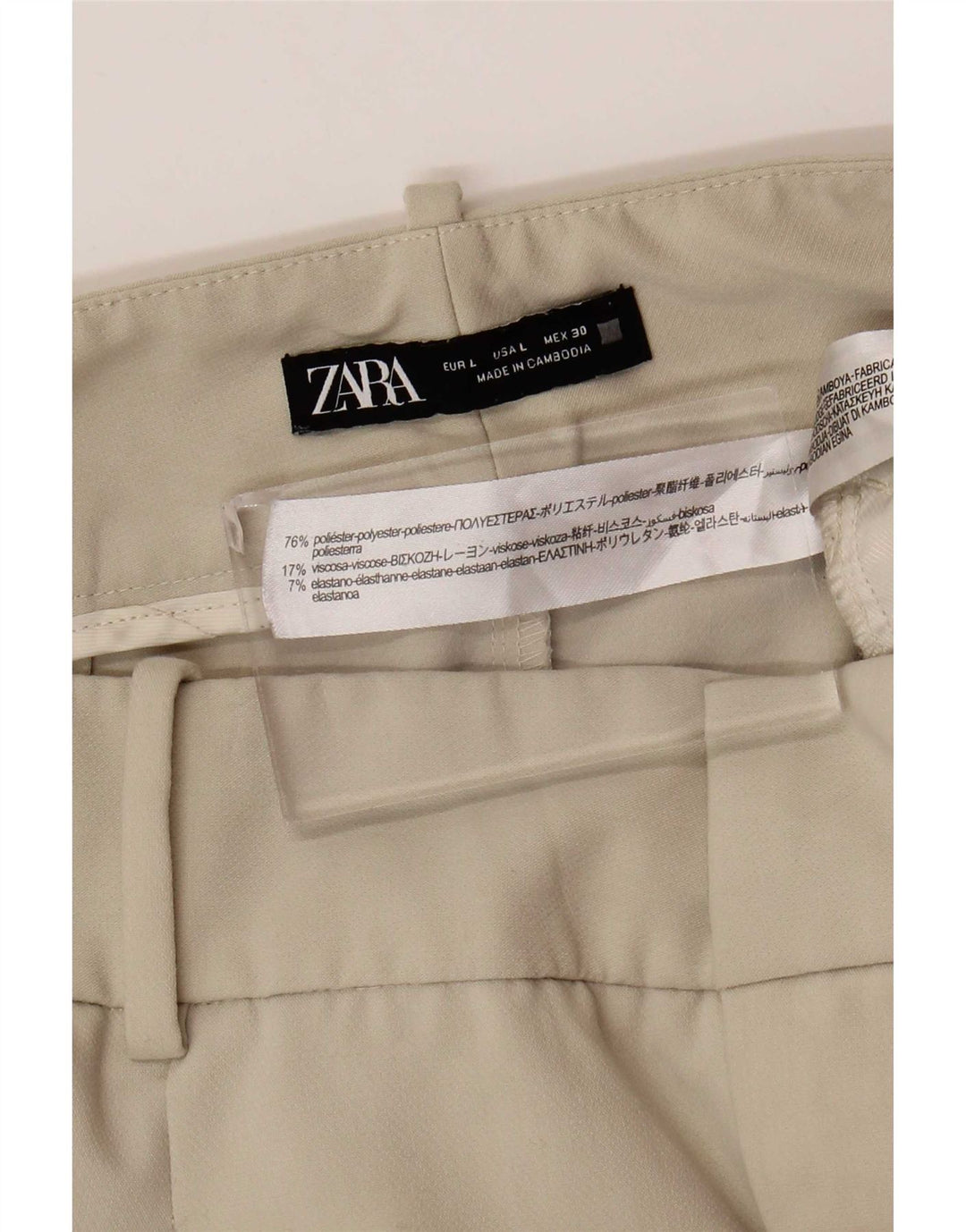 Zara koniske jakkesæt til kvinder store W30 L26 beige polyester