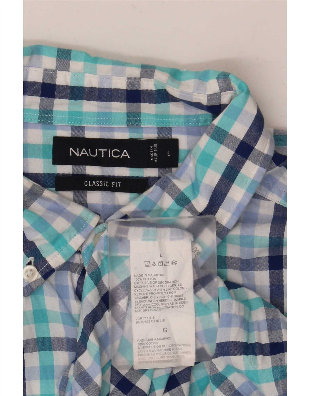 Nautica Herre Classic Fit skjorte Stor blå ternet bomuld