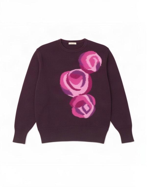 Vintage Kvinders Grafisk Crew Neck Jumper Sweater UK 16 Large Purple Floral