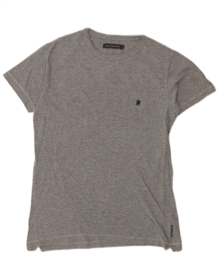 French Connection Dame T-Shirt Top UK 10 Lille Grå Bomuld
