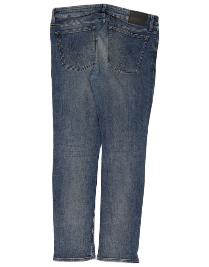 Calvin Klein Herre Slim Jeans W34 L32 Blå Bomuld