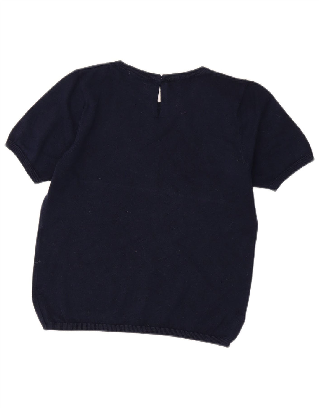 Zara Dame Crop Crew Neck Jumper Sweater UK 12 Medium Navy Blue