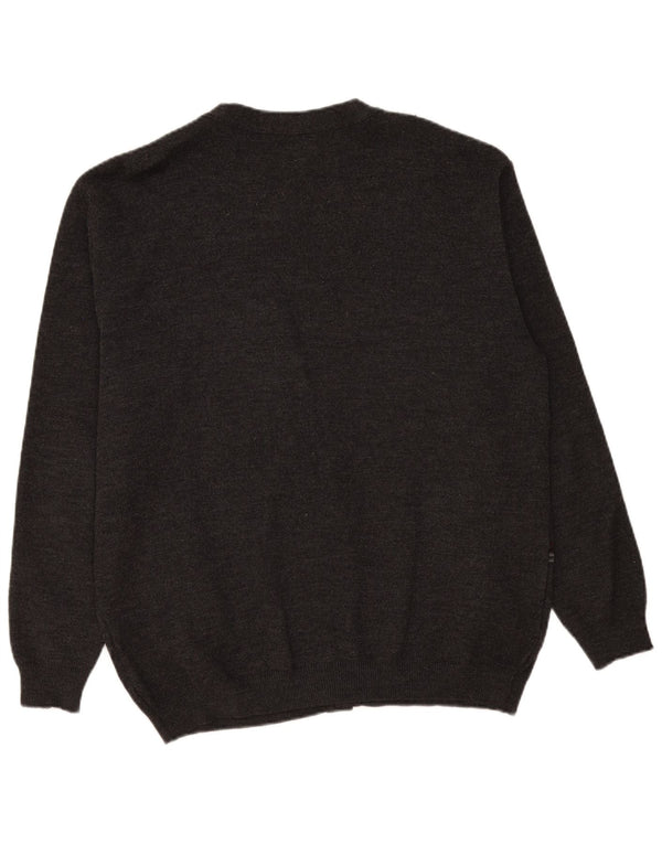 Vintage herre cardigan sweater XL grå stribet uld