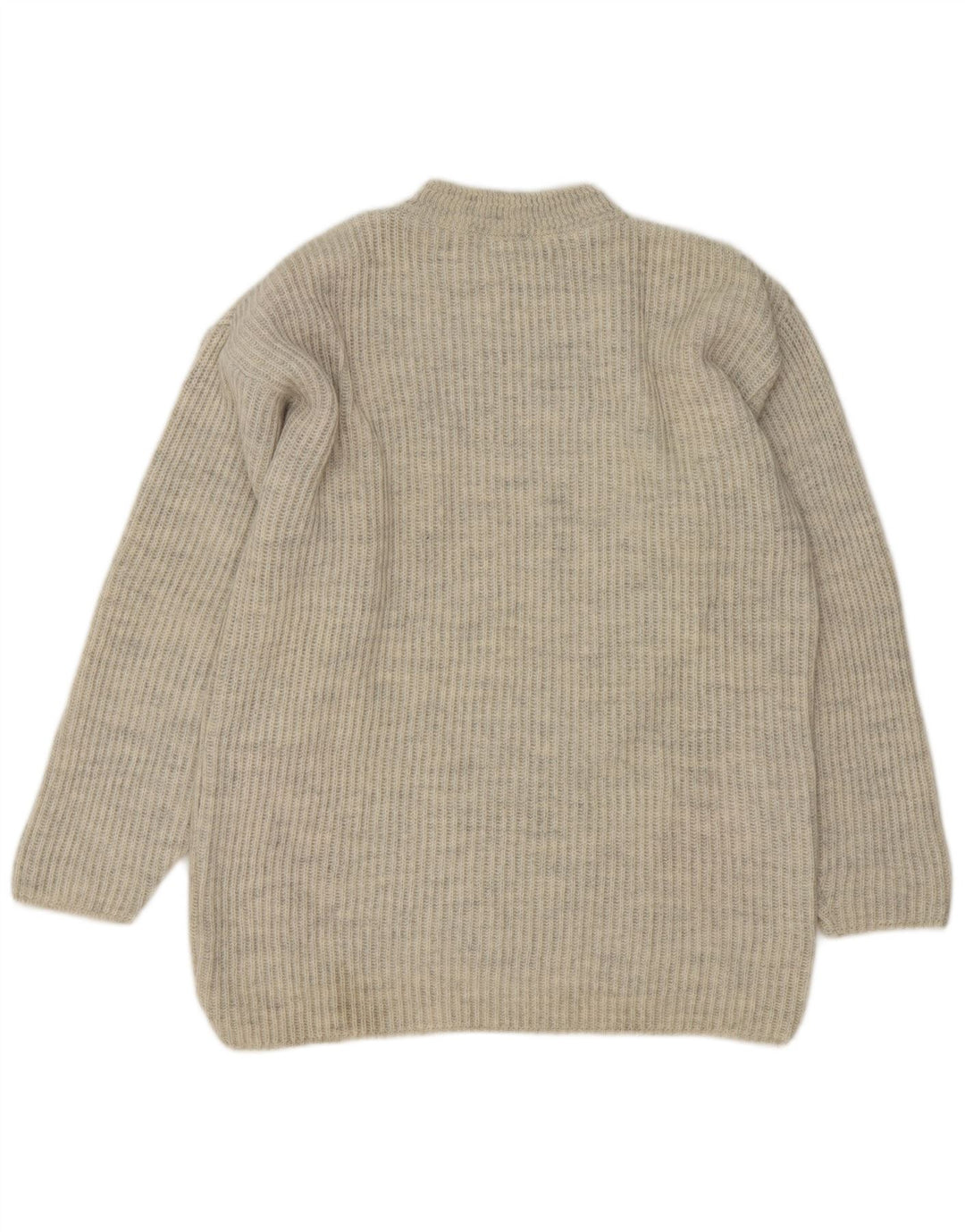 Vintage Herre Turtle Neck Jumper Sweater Medium Grå Geometrisk akryl