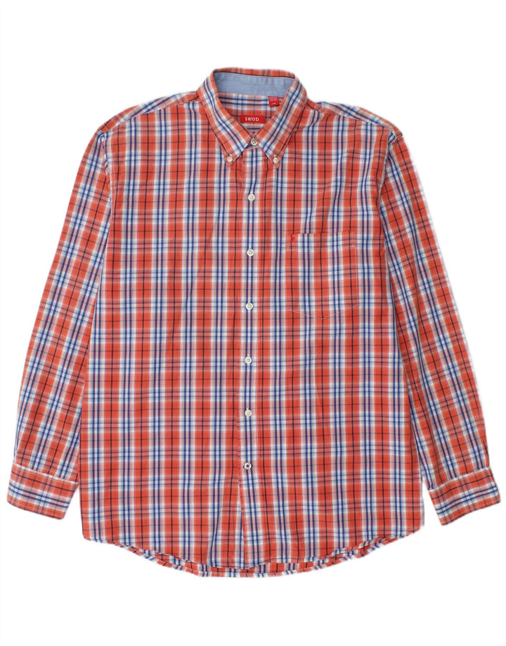Izod herreskjorte stor orange ternet bomuld