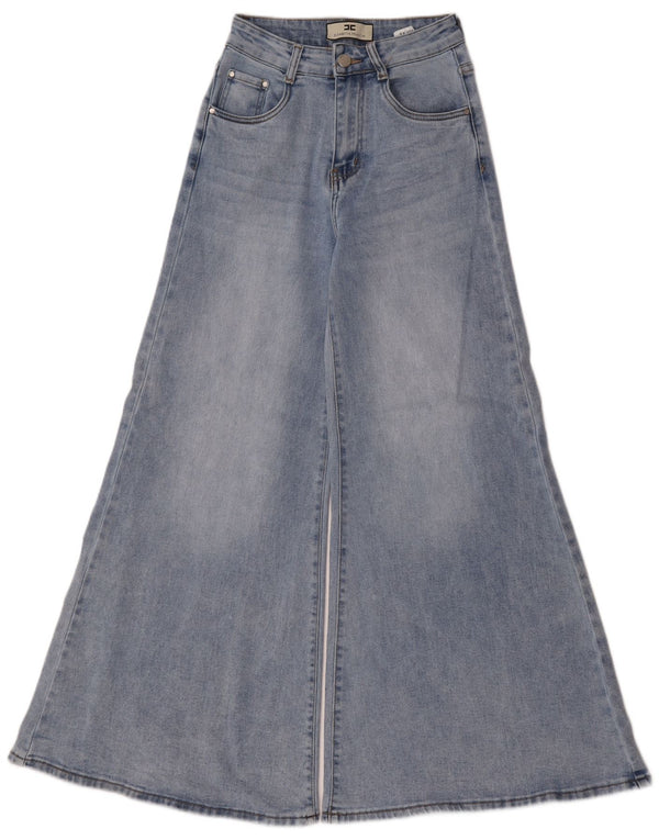 Elisabetta Franchi Kvinder Højtaljede Brede Ben Jeans XS W24 L31 Blå Bomuld