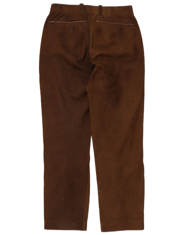 Vintage Womens Straight Suede Trousers EU 38 Medium W30 L29 Brown Leather
