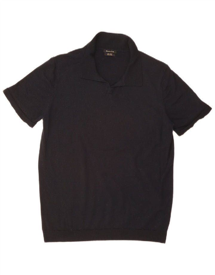 Massimo Dutti Dame Polo Neck Jumper Sweater UK 14 Medium Navy Blue