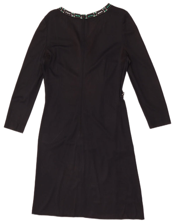 Luisa Spagnoli Womens 3/4 Sleeve A-Line Dress UK 12 Medium Black
