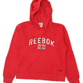 REEBOK Womens Graphic Hoodie Jumper UK 12 Medium Red Cotton | Vintage Reebok | Thrift | Second-Hand Reebok | Used Clothing | Messina Hembry 