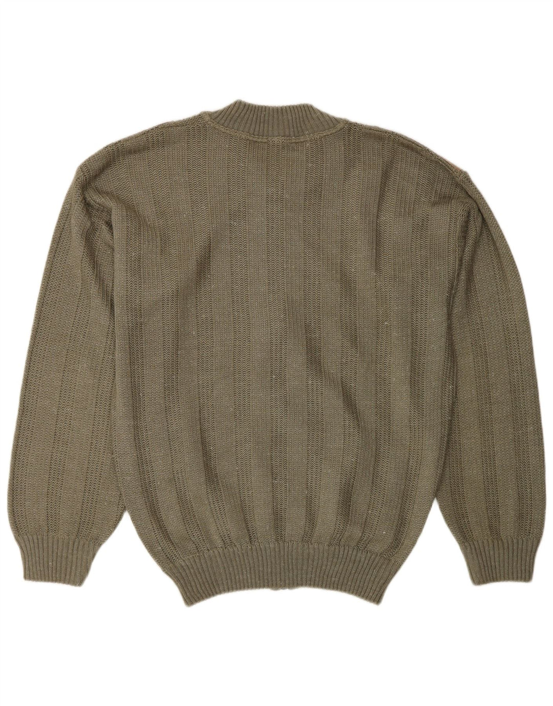 Vintage herre cardigan sweater Medium Khaki Colourblock Akryl