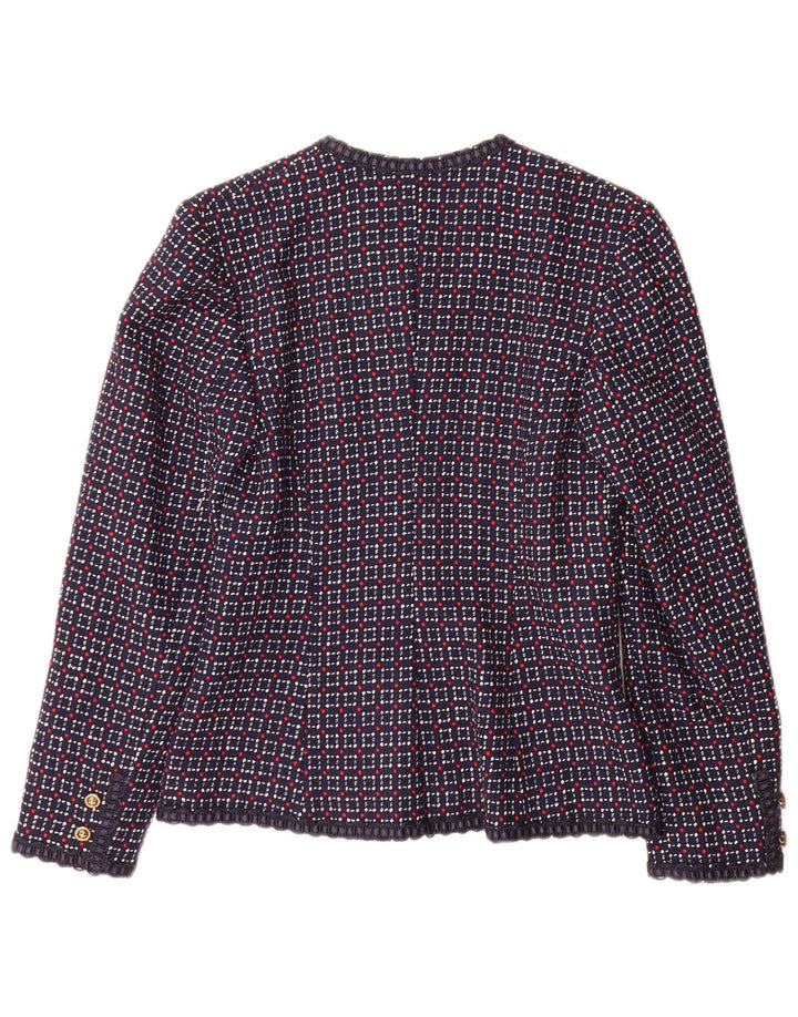 Vintage dame 5-knaps blazerjakke UK 10 Small Navy Blue Check