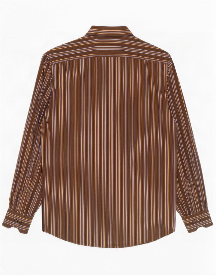 Gattinoni herreskjorte str. 39 15 1/2 medium brun stribet bomuld