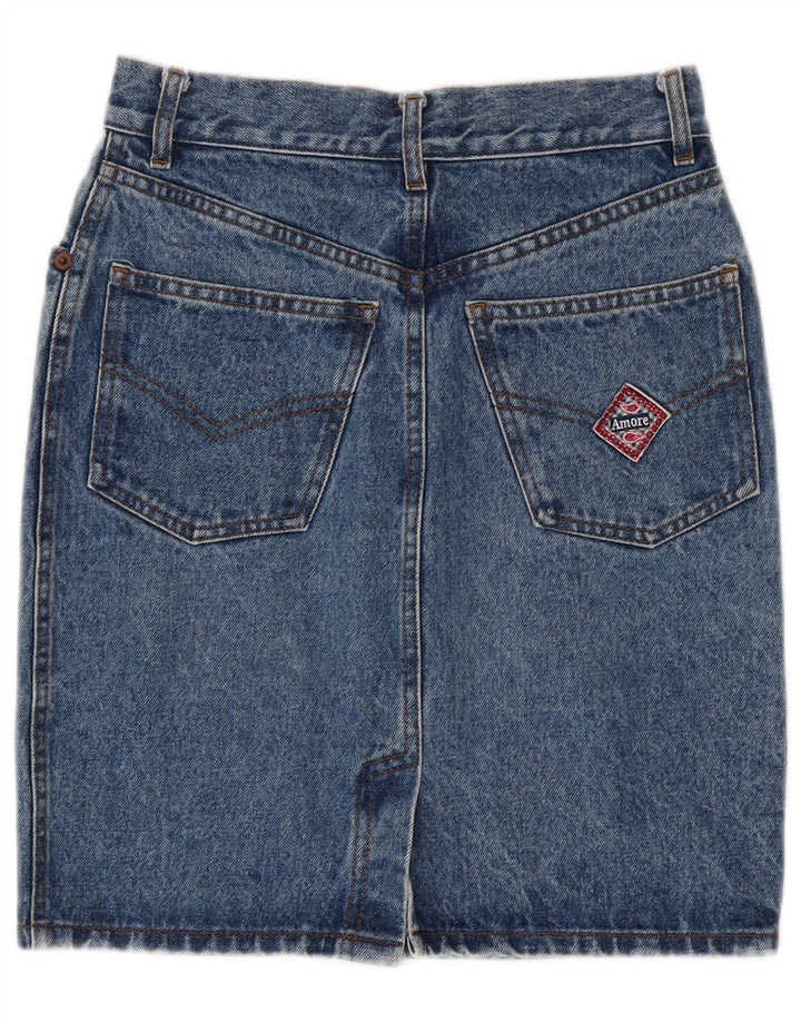 Vintage denimnederdel til kvinder W26 lille blå bomuld