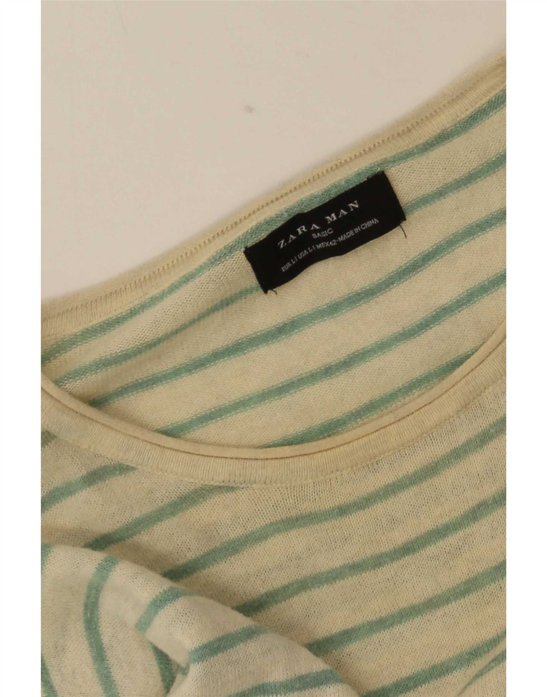 Zara Herre Top Langærmet Stor Off White Stribet