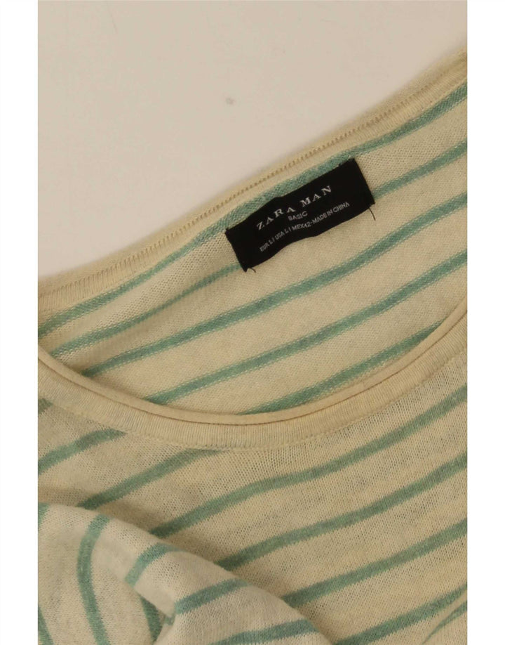 Zara Herre Top Langærmet Stor Off White Stribet