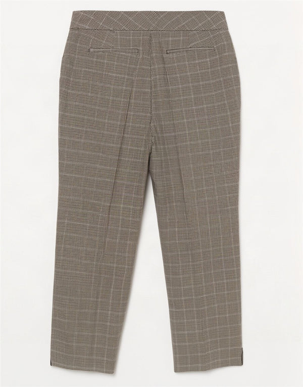 Zara Womens Crop Slim Chino Bukser Large W30 L26 Beige Houndstooth