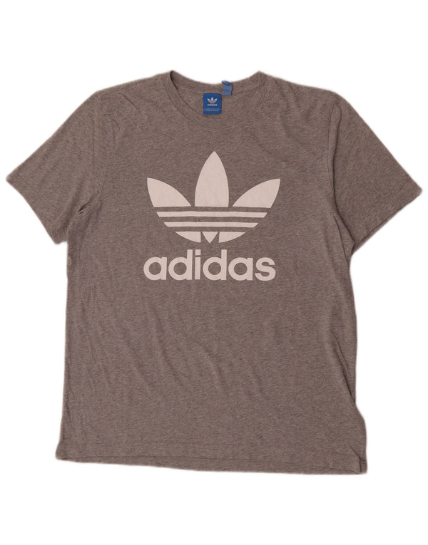 Adidas Kortærmet Herre almindelig grafisk T-shirt Top Stor Grå Bomuld