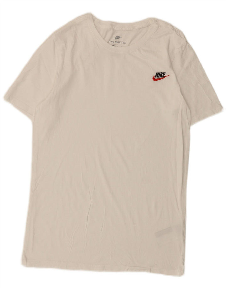 Nike T-shirt med atletisk snit til mænd, lille hvid bomuld