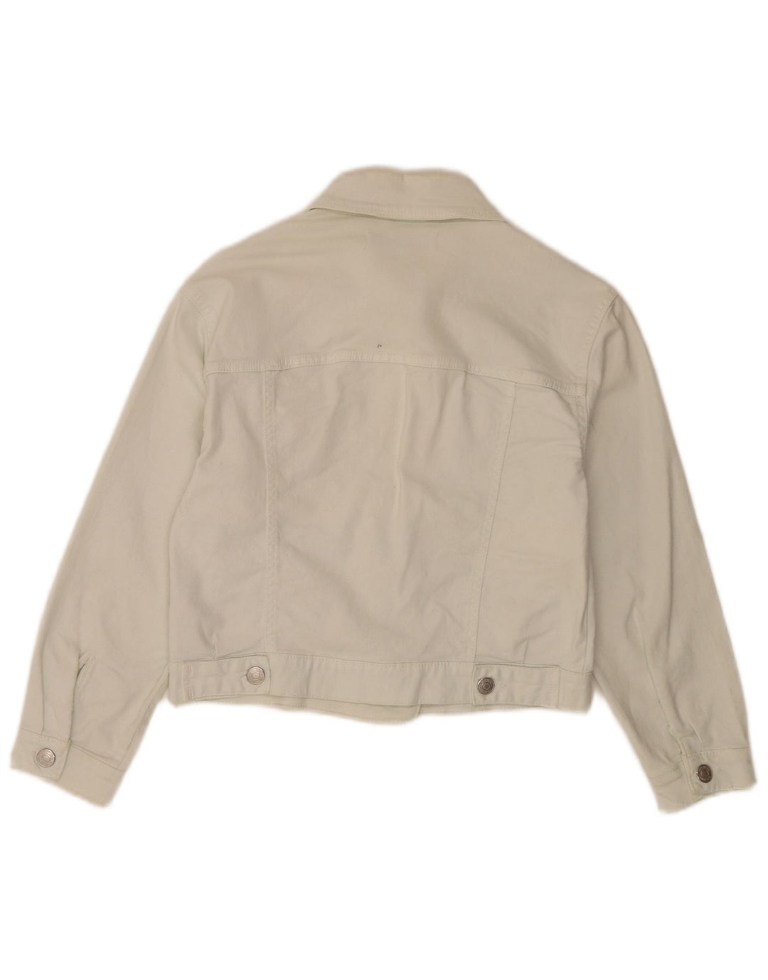 Zara Dame Crop Denim Jacket UK 6 XS Hvid Bomuld