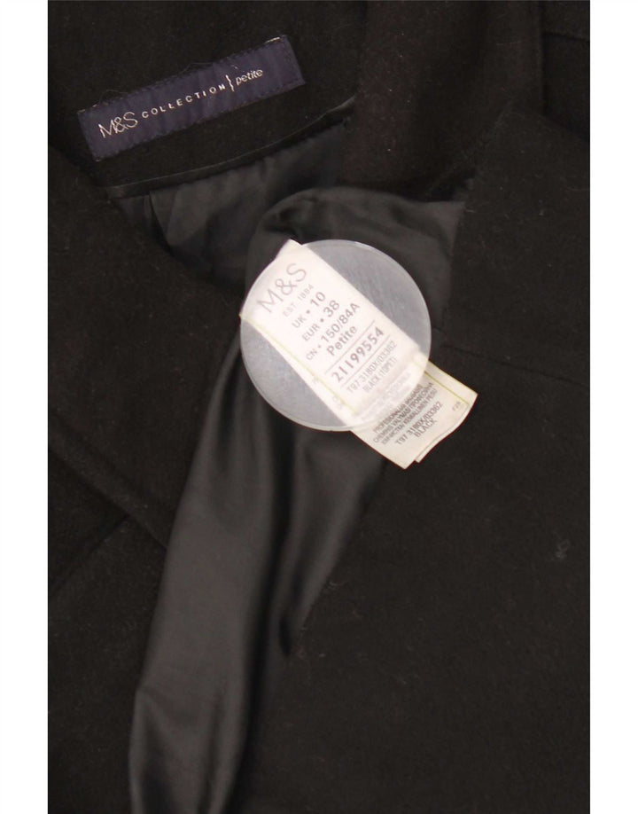 Marks & Spencer Womens Regular Fit Overfrakke UK 10 Small Black Polyester