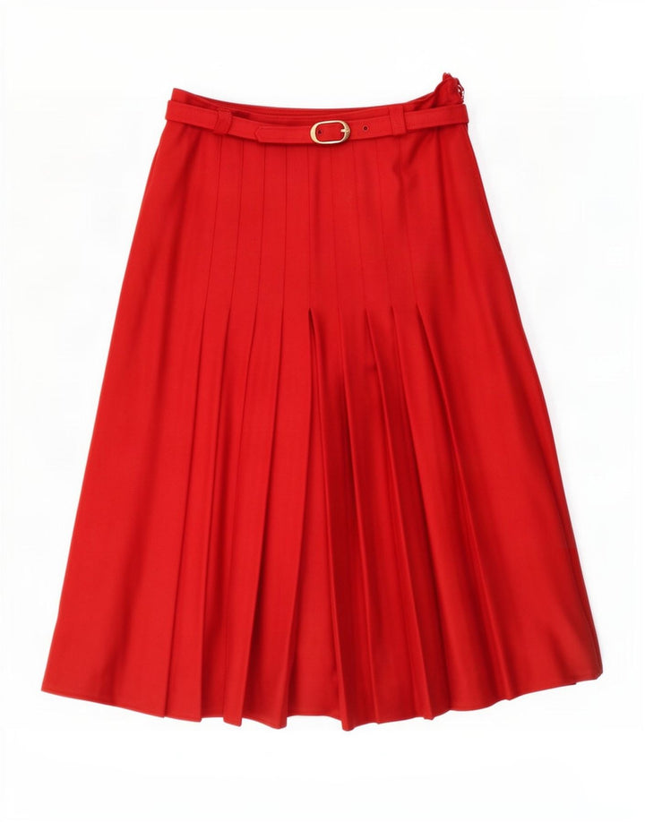 Mirella Kvinde Kniv Plisseret Nederdel IT 46 Large W32 Red Virgin Wool