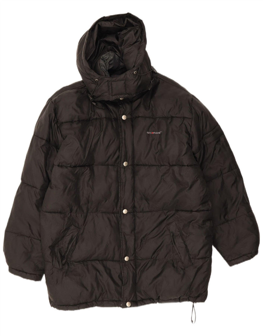 Energie Herre grafisk hættepolstret jakke UK 38 Medium Sort Nylon