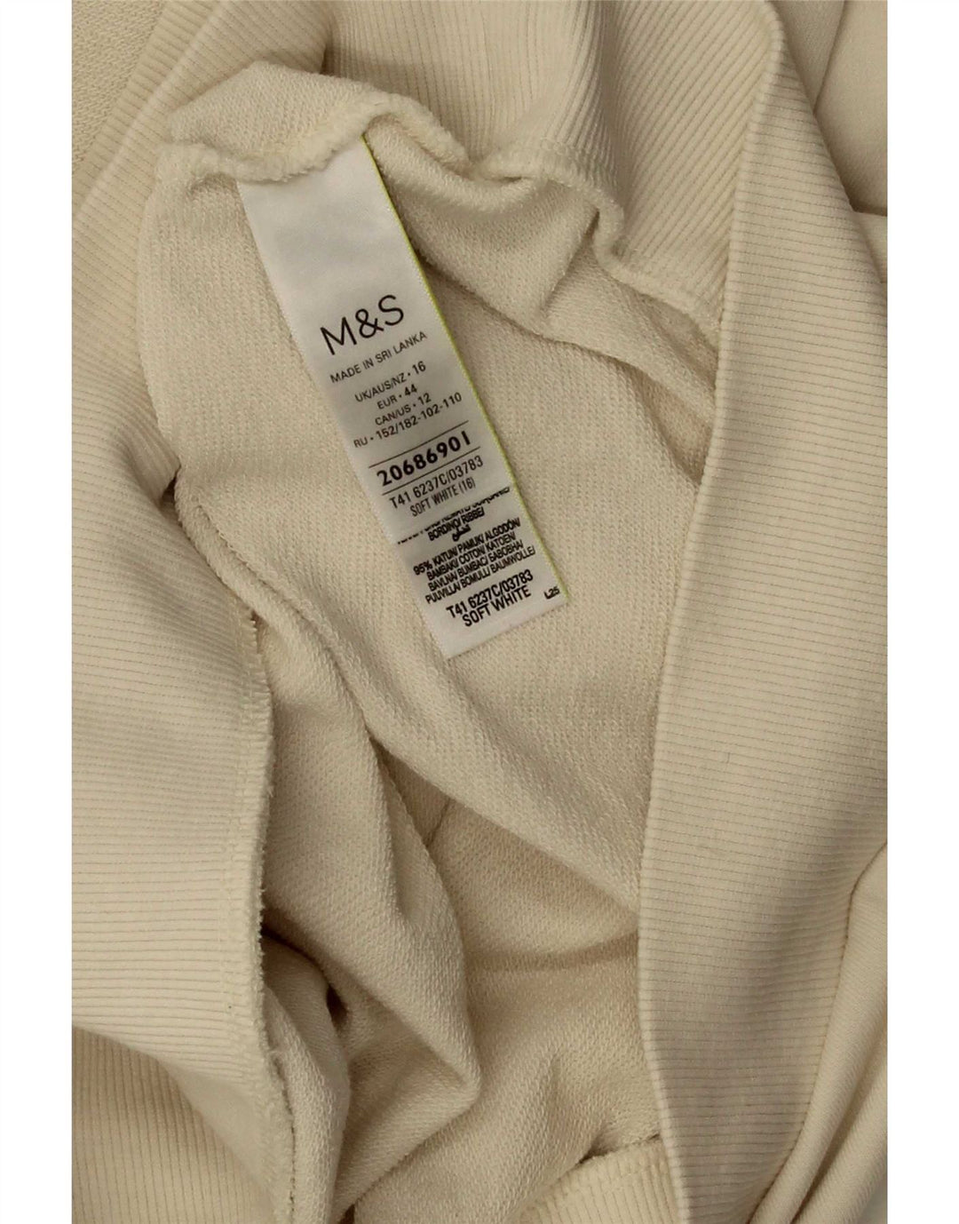Marks & Spencer Dame Sweatshirt Jumper UK 16 Large Off White Bomuld