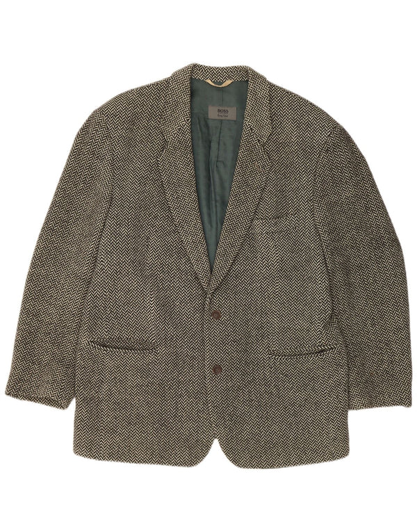 Hugo Boss Herre 2-knaps blazerjakke EU 56 3XL Sort sildeben